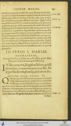 In Feriis Sanctae Mariae Magdalenae