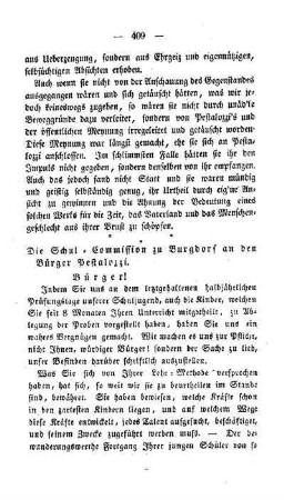 Die Schul-Commission zu Burgdorf an den Bürger Pestalozzi