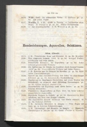 Handzeichnungen, Aquarellen, Oelskizzen