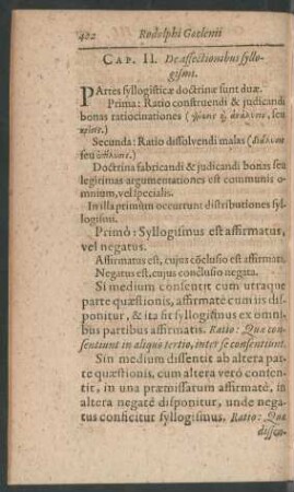 Cap. II. De affectionibus syllogismi.