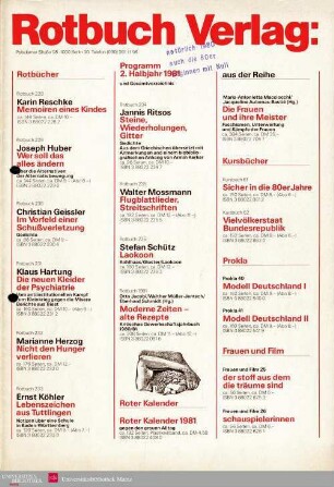 Programmvorschau Rotbuch Herbst 1981