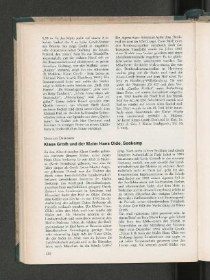 Klaus Groth und der Maler Hans Olde, Seekamp