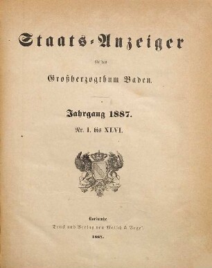 Staatsanzeiger für das Großherzogtum Baden. 1887
