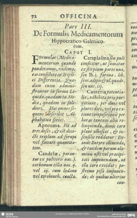 Pars III. De Formulis Medicamentorum Hippocratico-Galenicorum