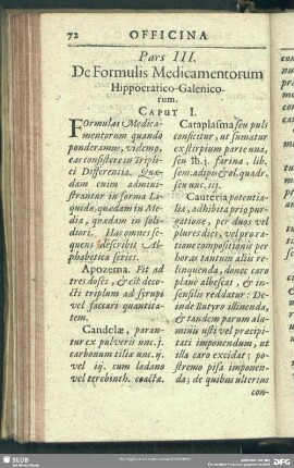 Pars III. De Formulis Medicamentorum Hippocratico-Galenicorum