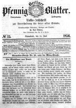 No. 25, Sonnabend, den 14. Juni