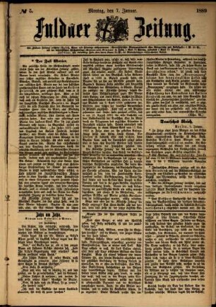Ausgabe vom Montag, den 07. Januar 1889.