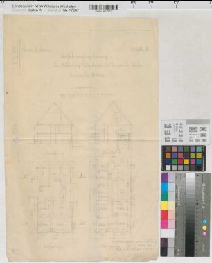 Beckum (Balve) Pachtung Cordes Wohnhaus und Mühle Grundrisse, Schnitte 1906 1 : 100 55 x 37 Bleistiftzeichnung Landsberg-Velensches Bauamt Landsberg-Velen