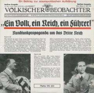 Schallplatte über Rundfunkpropaganda im Nationalsozialismus