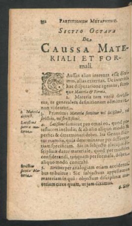 Sectio Octava. De Caussa Materiali Et Formali.
