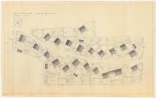 Werksiedlung Kaltenbrunnen (Vorarlberger Illwerke), Bregenz: Lageplan mit Bezeichnung der Haustypen und Gartenplan 1:250