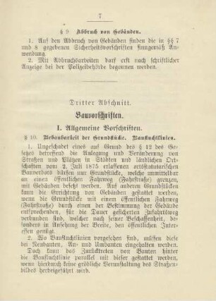 Dritter Abschnitt. Bauvorschriften