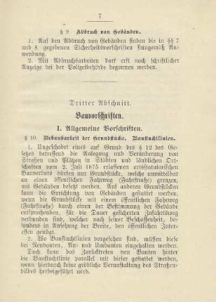 Dritter Abschnitt. Bauvorschriften