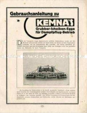 Grubber-Scheibenegge für Dampfpflugbetrieb