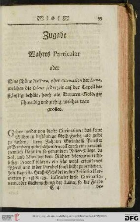 Zugabe: Wahres Particular