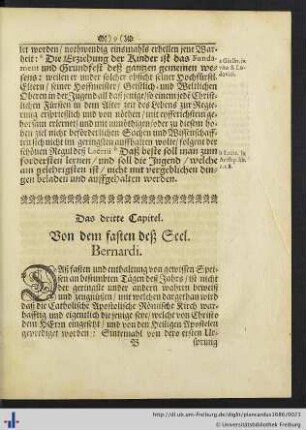 Das dritte Capitel. Von dem fasten deß Seel. Bernardi.