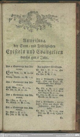 Anweisung der Sonn- und Festtäglichen Episteln und Evangelien durchs ganze Jahr