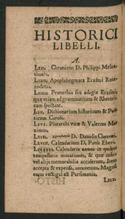 Historici Libelli.