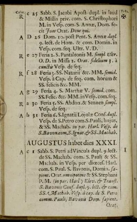 Augustus habet dies XXXI.