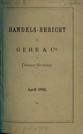 Handelsbericht. 1891,4