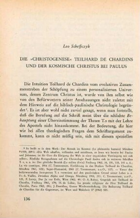 136-174 Die "Christogenese" Teilhard de Chardins und der kosmische Christus bei Paulus