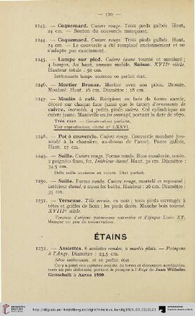 Étains (Nr. 1252-1335)