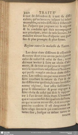 Regime contre la maladie du Tartre