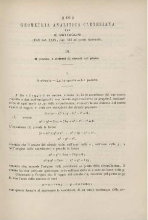 Geometria Analitica cartesiana.