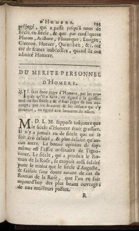 Du Merite Personnel D'Homere
