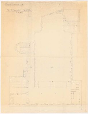 Geschäftshaus und Kino Tauentzienstraße 19-19a, Berlin-Schöneberg,: Umbau des Kinos zum Kaufhaus: Grundriss 2.OG (Parkett) 1:100