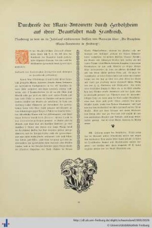 Durchreise der Marie-Antoinette durch Herbolzheim auf ihrer Brautfahrt nach Frankreich.
