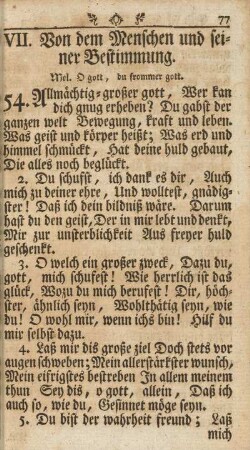 VII. Von dem Menschen und seiner Bestimmung