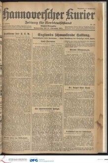 Hannoverscher Kurier : Hannoversches Tageblatt ; Morgenzeitung für Niedersachsen