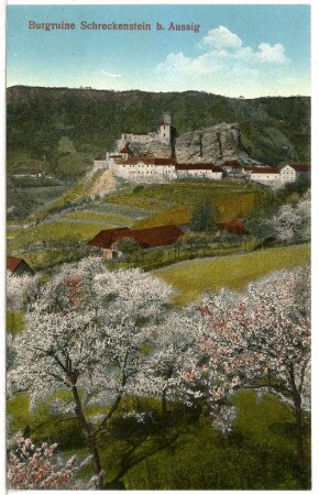Aussig. Burgruine Schreckenstein (Ersterwähnung 1319, Umbau um 1570)