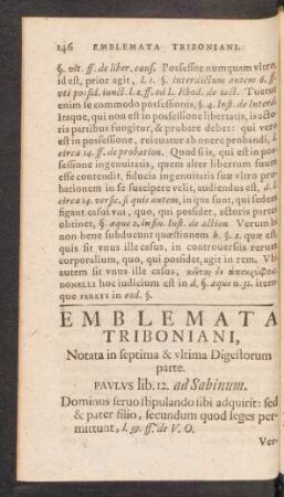 Emblemata Triboniani, Notata in septima & ultima Digestorum parte