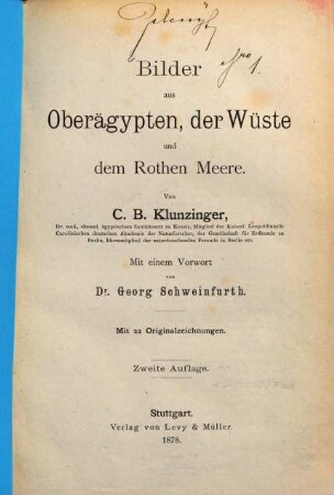 Bilder aus Oberägypten, der Wüste und dem Rothen Meere