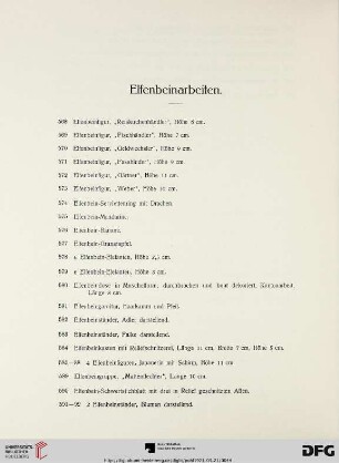 Elfenbeinarbeiten (Nr. 568-658)