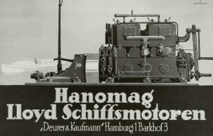 Plakat "Hanomag Lloyd Schiffsmotoren". Ausstellung "Frühe deutsche Plakate", 1981 : Klinger, Julius: Plakat "Hanomag Lloyd Schiffsmotoren". Farboffset; 58 x 83 cm. Ausstellung "Frühe deutsche Plakate", 1981. Altenburg: Lindenau-Museum