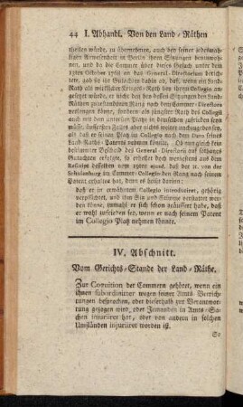 IV. Abschnitt. Vom Gerichts-Stande der Land-Räthe