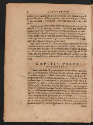 Capitis Primi Argumentum.