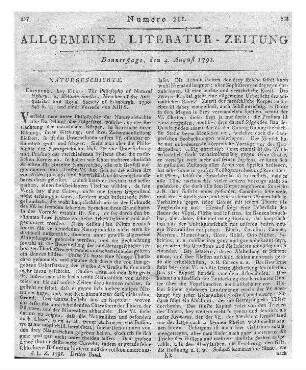 Smellie, William: The Philosophy of Natural History ;; By William Smellie, member of the antiquarian & royal society of Edinburgh. - Edinburgh: Elliot, 1790