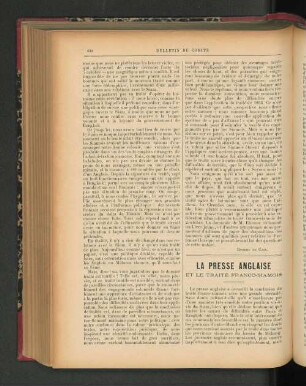 La Presse Anglaise. Et le Traité Franco-Siamois.