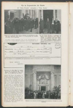 En la Exposición de Gante : El "Gran Premio" otorgado a "Fray Mocho"