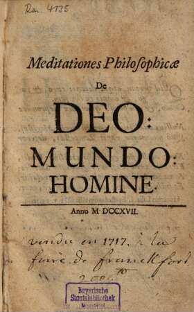 Meditationes philosophicae de Deo, mundo, homine