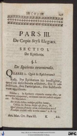 Pars III. De Copia Styli Elegiaci.
