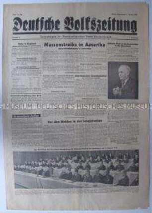 Tageszeitung der KPD "Deutsche Volkszeitung" u.a. über die Geburtstagsfeiern für Wilhelm Pieck und die bevorstehenden Wahlen in der Sowjetunion