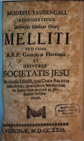 Apologeticus adversus umbras Oratii Melliti