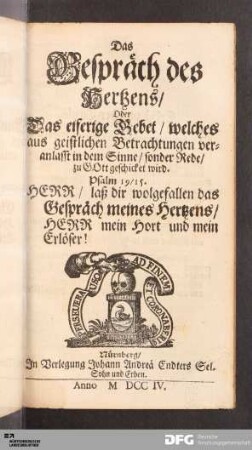 [Von dem Gespräch des Hertzens]