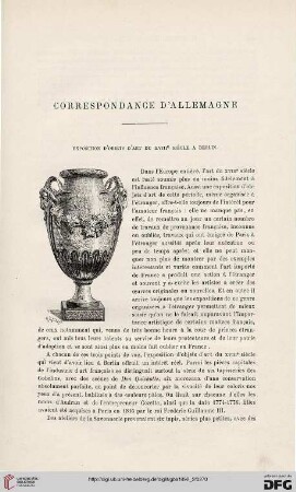 3. Pér. 8.1892: Exposition d'objets d'art du XVIIIe siècle à Berlin : correspondance d'Allemagne