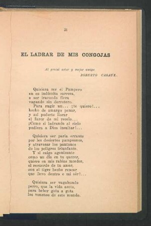 El Ladrar de mis Congojas : Al genial actor y mejor amigo Roberto Casaux.